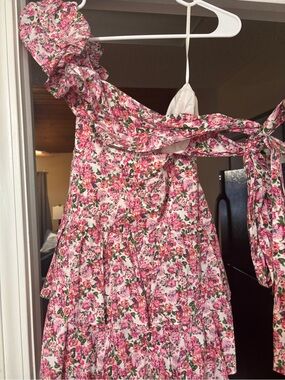 Hello Molly White and Pink Floral Bustier Dress